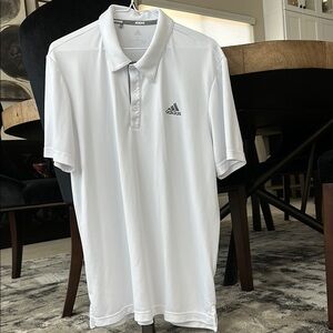 Adidas White Polo Shirt Classic Athletic Style Sz L